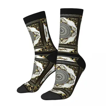 Ruduo Žiema Juokinga Unisex puošnus Barokinis kremas Auksas Juodas Graikiškas raktų kojinės Kvėpuojančios sportinės kojinės